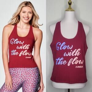 Zumba‎ Sz XL Burgundy Glow With The Flow Racerback Tank Top Fitness Gym Lounge